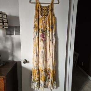 Anthropologie Flower & Koi Print Maxi Dress